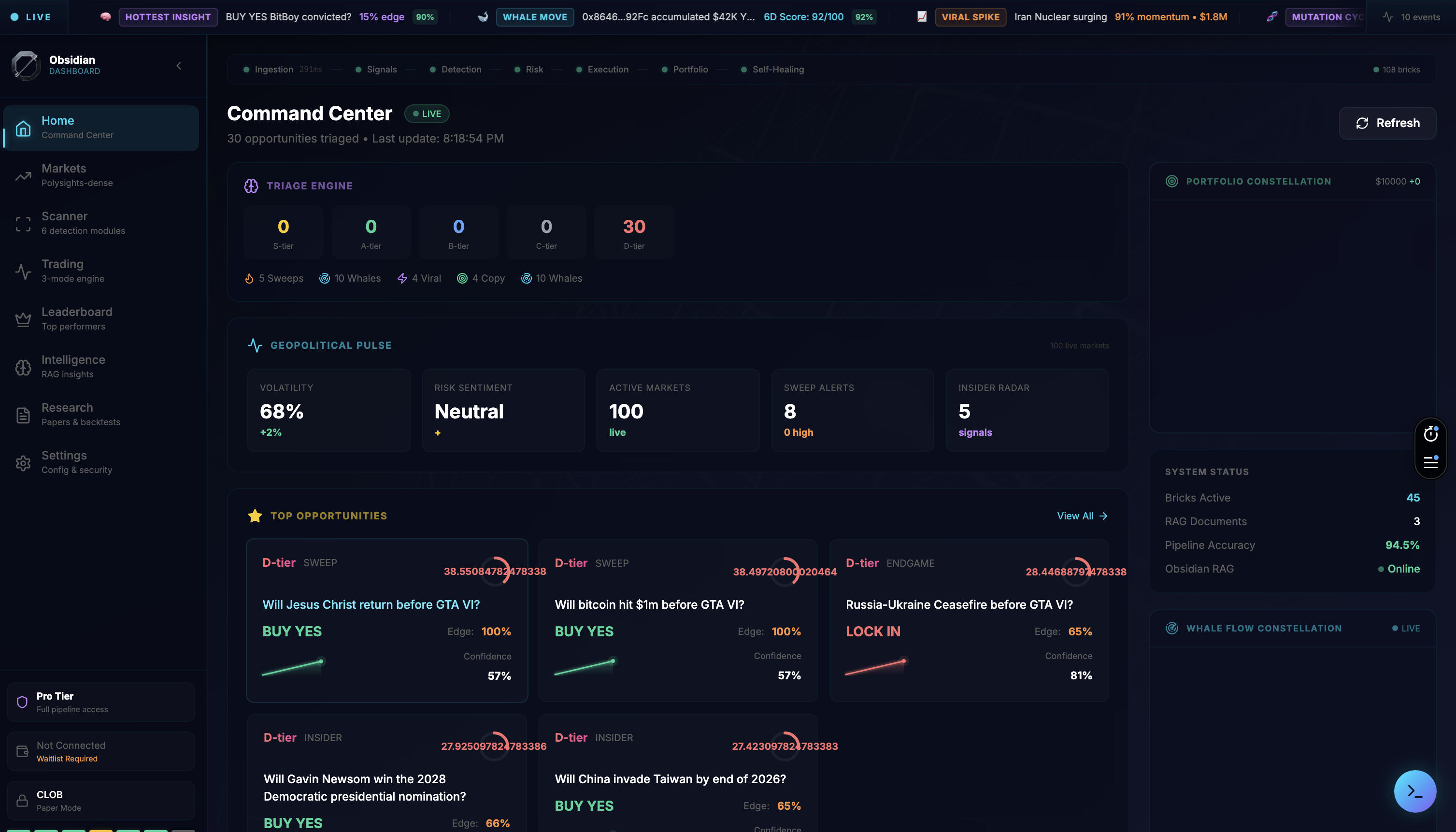 Obsidian Dashboard
